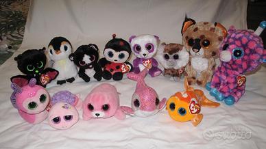 Lotto peluches Ty, 13 pezzi, 2 grandi e 11 medi