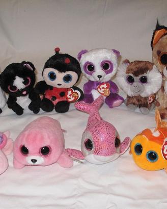 Lotto peluches Ty, 13 pezzi, 2 grandi e 11 medi
