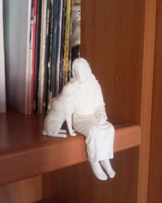 statuetta Gesù seduto con cane