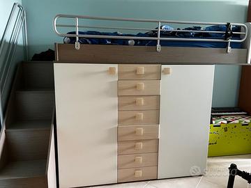 Letto soppalco con cabina armadio
