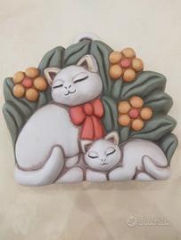 Mamma gatta con gattino ceramica Thun