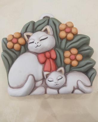 Mamma gatta con gattino ceramica Thun