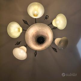 lampadario ceramica e ferro battuto.