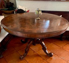 Tavolo rotondo noce massello 120 cm con rotelle