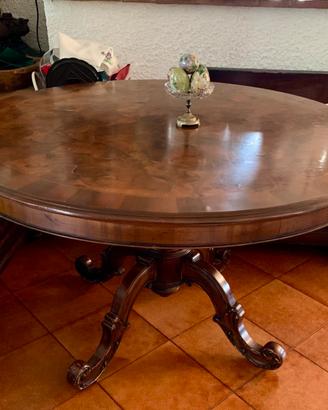 Tavolo rotondo noce massello 120 cm con rotelle