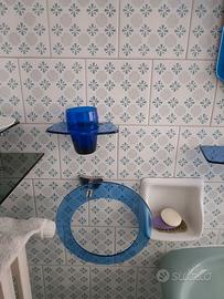 Set da bagno completo mid- venturi in vetro blu