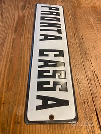 Insegna smaltata bombata Pronta cassa epoca