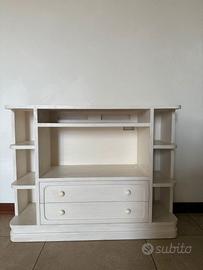 Mobile tv in legno massello bianco