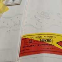 Lenzuolo Matrimoniale e Federe Lino e Ricami Filo 