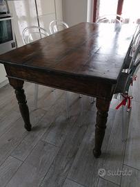 tavolo antico gambe tornite 