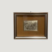 Quadro bassorilievo - marina con barca e cornice