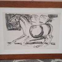 Litografie cassinari bruno donne cavalli