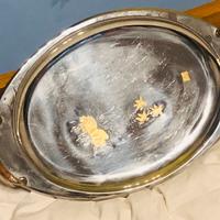 Vassoio in inox con decorazioni in oro 24kt