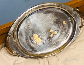Vassoio in inox con decorazioni in oro 24kt