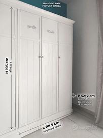 Armadio 3 ante bianco opaco Shabby