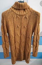 Maglione a trecce color senape