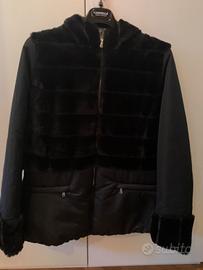 Giaccone Cannella nero tg 46 misto ecopelliccia