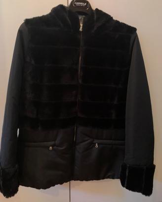 Giaccone Cannella nero tg 46 misto ecopelliccia