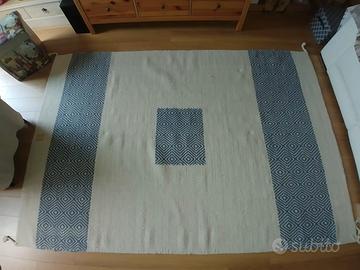 Tappeto in lana bianco-azzurro 
