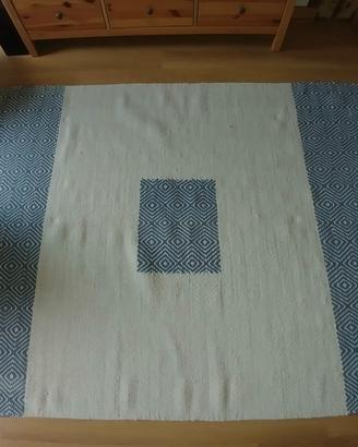 Tappeto in lana bianco-azzurro 