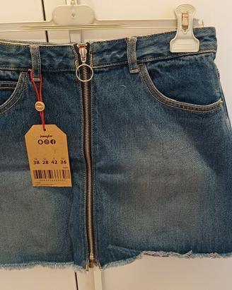 Minigonna jeans Jennyfer NUOVA zip sfrangiata