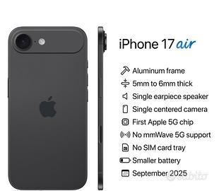 iPhone Air 256GB Nero Perfetto – Garanzia Apple