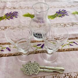 Set bicchieri, brocca e cucchiai assenzio Alandia