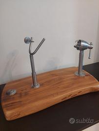 Porta Prosciutto Archimede con base di legno olivo