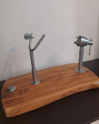 Porta Prosciutto Archimede con base di legno olivo