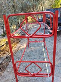 letto castello ferro  colorato rosso ferri 
