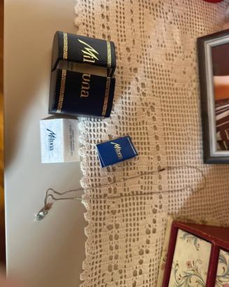 Collana Miluna acquamarina e diamanti