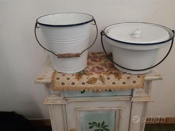 Secchielli smaltati x bagno vintage DUE LEONI