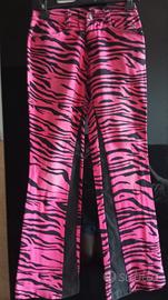 Jeans "Hello Bunny" tigrati rosa e neri 