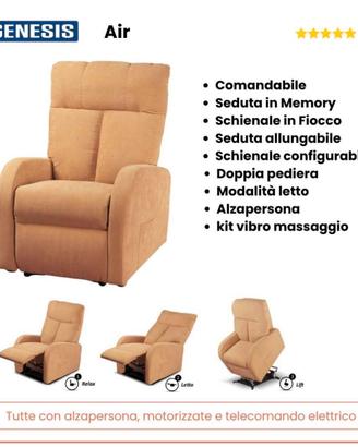 Poltrona GENESIS AIR XL alzapersona MAI USATA