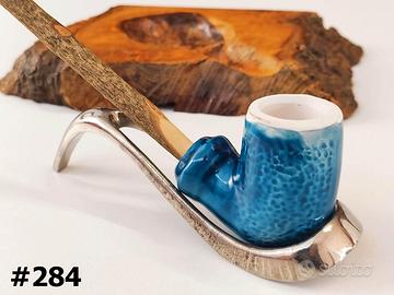 Pipa CHIOGGIOTTA blu liscia in terracotta