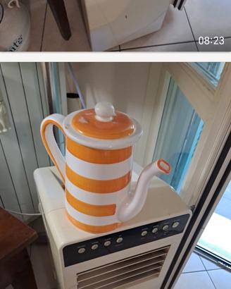 Teiera vintage in ceramica a righe arancioni - Dec