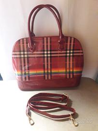 BORSA A MANO ROSSA SCOZZESE CON TRACOLLA