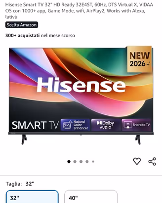 Nuova Hisense Smart TV 32" HD Ready 32E4ST