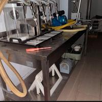 Tavolo lavoro in acciaio inox con ripiano 200x70