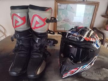 Stivali TG 42 e casco TG M enduro/cross e maschera