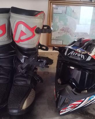 Stivali TG 42 e casco TG M enduro/cross e maschera