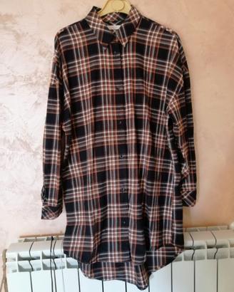 Camicione donna nero e arancio in caldo cotone