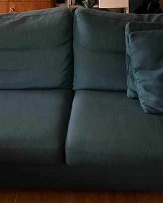 Divano letto due posti colore bli/verde petrolio