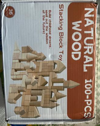 Set di costruzioni in legno naturale 100 pezzi