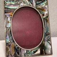 Cornice vintage alpacca e madreperla  Messico 