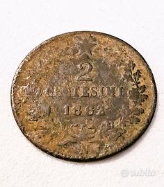 Regno d’Italia – 2 centesimi 1862 Napoli, Rara