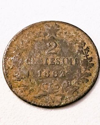 Regno d’Italia – 2 centesimi 1862 Napoli, Rara