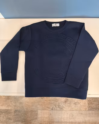 Felpa girocollo Versace blu logo rilievo-8 anni