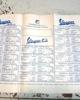 brossure volantino piaggio vespa anni 60 originale