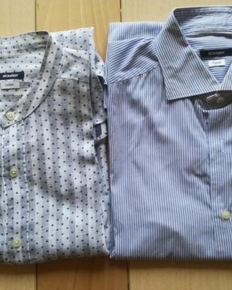 Set 2 camicia azzurro bianco Bonser lino cotone 